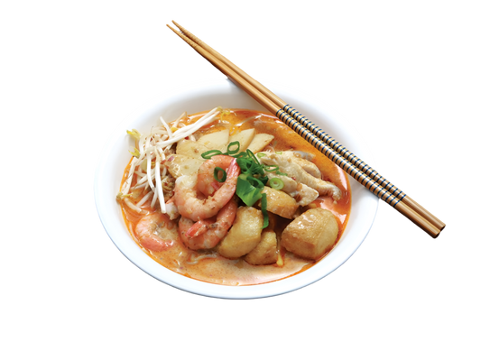 Laksa (Thick Egg Noodles and Rice Vermicelli)